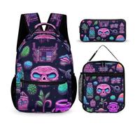 BTCOWZRV Lot de 3 sacs à dos multifonction de grande capacité pour ordinateur portable avec sac à déjeuner, trousse à crayons, sac à dos tendance et sac à stylos 3 en 1, cadeau de voyage, style, un,
