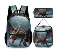 BTCOWZRV Lot de 3 sacs à dos multifonction de grande capacité pour ordinateur portable avec sac à déjeuner, trousse à crayons, sac à dos tendance et sac à stylos, cadeau de voyage, style, taille