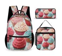 BTCOWZRV Lot de 3 sacs à dos multifonction de grande capacité pour ordinateur portable avec sac à déjeuner, trousse à crayons, sac à dos tendance et sac à stylos 3 en 1, Style :, Taille unique, Sacs à