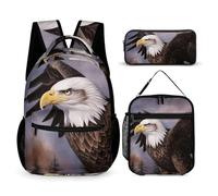 BTCOWZRV Lot de 3 sacs à dos multifonction de grande capacité pour ordinateur portable avec sac à déjeuner, trousse à crayons, sac à dos tendance et sac à stylos 3 en 1 pour voyage, style, taille