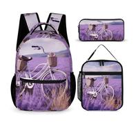 BTCOWZRV Lot de 3 sacs à dos multifonction de grande capacité pour vélo de terrain et ordinateur portable avec sac à déjeuner, trousse à crayons, sac à dos tendance et sac à stylos 3 en 1, cadeau de