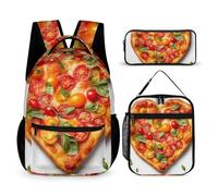 BTCOWZRV Lot de 3 sacs à dos multifonction en forme de cœur pour ordinateur portable avec sac à déjeuner, étui à stylos, sac à dos tendance et sac à stylos 3 en 1, cadeau de voyage, style, taille