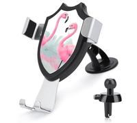BTCOWZRV Love Flamingo Support de téléphone de voiture [ventouse et clip les plus puissants] Support de téléphone portable pour tableau de bord, pare-brise et grille d'aération, support universel