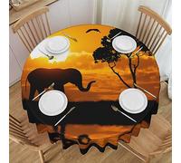 BTCOWZRV Nappe ronde éléphant le coucher de soleil 152,4 cm imperméable infroissable pour dîner, cuisine, fête, décoration de vacances
