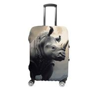 BTCOWZRV Rhino Housse de bagage de voyage anti-poussière pour valise, housse de bagage pour valise, épaisse, élastique, lavable, convient aux bagages de 48,3 à 81,3 cm, blanc, M