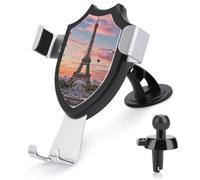 BTCOWZRV Romantique Paris Tour Eiffel Support de téléphone de voiture [Ventouse et clip les plus puissants] Support de téléphone portable pour tableau de bord, pare-brise, grille d'aération, support