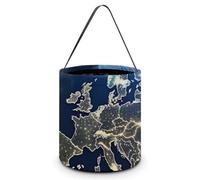 BTCOWZRV Seau à bonbons d'Halloween Terre de l'espace Europe Sacs à bonbons d'Halloween avec poignée Sac fourre-tout pliable réutilisable pour fournitures de fête, blanc, Taille unique