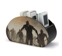 BTCOWZRV Support de télécommande en cuir PU avec 5 compartiments pour télécommande TV, boîte à télécommande Zombie, porte-stylo pour organiseurs de bureau