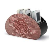 BTCOWZRV Support de télécommande en cuir PU avec 5 compartiments pour télécommande TV, motif rose, organiseur de télécommande, porte-stylo pour organiseurs de bureau