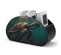 BTCOWZRV Support de télécommande en cuir synthétique avec 5 compartiments pour télécommande TV, animaux marins, boîte à télécommande, porte-stylo pour organiseurs de bureau