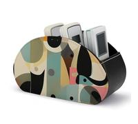 BTCOWZRV Support de télécommande en cuir synthétique avec 5 compartiments pour télécommande TV, art moderne du milieu du siècle, boîte à télécommande, porte-stylo pour organiseurs de bureau