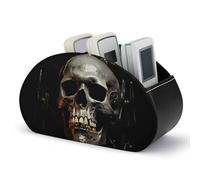BTCOWZRV Support de télécommande en cuir synthétique avec 5 compartiments pour télécommande TV - Motif tête de mort effrayante