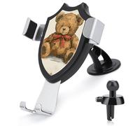 BTCOWZRV Support de téléphone de voiture en forme d'ours vintage [ventouse et clip les plus puissants] Support de téléphone portable pour tableau de bord, pare-brise et grille d'aération, support