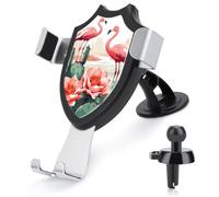BTCOWZRV Support de téléphone de voiture motif cactus, flamant rose et fleurs [ventouse et clip les plus puissants] Support de téléphone portable pour tableau de bord, pare-brise et grille d'aération