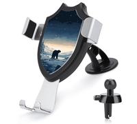 BTCOWZRV Support de téléphone portable universel mains libres pour voiture Motif ours polaire dans la neige [ventouse et clip les plus puissants] Support de téléphone portable pour tableau de bord