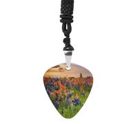 BTCOWZRV Texas Bluebonnets Collier médiator de guitare en acier titane avec pendentif R & B Bijoux de musique rock tendance Collier guitare ukulélé pour amateur de musique