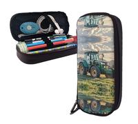 BTCOWZRV Trousse à crayons de grande capacité - Esthétique - Organiseur de papeterie de bureau - Porte-stylo en cuir - Tracteur agriculture - Trousse de maquillage tranquille pour homme et femme