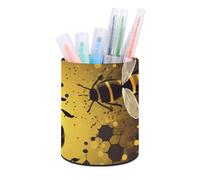 BTCOWZRV Trousse à crayons ronde en cuir synthétique avec motif abeille pour bureau, trousse à crayons rétractable, motif abeille, Motif abeille, Taille unique