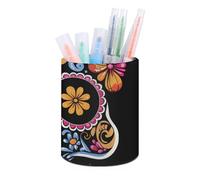 BTCOWZRV Trousse à crayons ronde en cuir synthétique avec motif tête de mort dessinée à la main - Trousse à crayons rétractable pour bureau, Crâne dessiné à la main, Taille unique