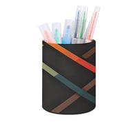 BTCOWZRV Trousse à crayons sur pied avec lignes croisées - Porte-crayons rond en cuir synthétique - Trousse à crayons pour bureau - Trousse à crayons rétractable - Motif croisé, Lignes croisées,