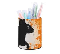 BTCOWZRV Trousse à crayons sur pied avec silhouette d'écureuil mignon - Porte-crayons rond en cuir synthétique - Trousse à crayons pour bureau - Trousse à crayons rétractable, Silhouette d'écureuil