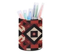 BTCOWZRV Trousse à crayons sur pied blanche et cramoisie, trousse à crayons ronde en cuir synthétique, trousse à crayons pour bureau, trousse à crayons rétractable, blanche, Blanc et cramoisi, Taille