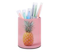 BTCOWZRV Trousse à crayons sur pied en cuir synthétique avec motif ananas - Trousse à crayons ronde pour bureau - Ananas - 1, Ananas, Taille unique