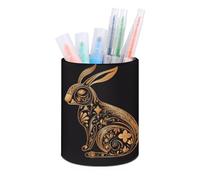 BTCOWZRV Trousse à crayons sur pied en cuir synthétique avec motif lapin - Trousse à crayons ronde pour bureau - Motif icône de lapin, Icône Lapin, Taille unique