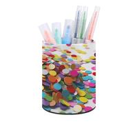 BTCOWZRV Trousse à crayons sur pied en forme de confettis - Trousse ronde en cuir synthétique - Trousse à crayons pour bureau - Trousse à crayons rétractable, Pois en forme de confettis, Taille unique