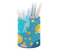 BTCOWZRV Trousse à crayons sur pied - Motif à pois colorés - Trousse ronde en cuir synthétique - Trousse à crayons pour bureau - Trousse à crayons rétractable, pois colorés, Pois colorés., Taille