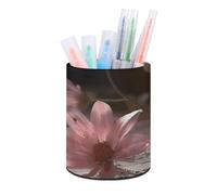 BTCOWZRV Trousse à crayons sur pied - Motif fleurs sur partition - Porte-crayons rond en cuir synthétique - Trousse à crayons pour bureau - Trousse à crayons rétractable, Fleurs sur partition, Taille