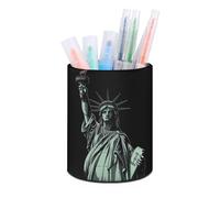 BTCOWZRV Trousse à crayons sur pied - Motif statue de la Liberté - Trousse ronde en cuir synthétique - Trousse à crayons pour bureau - Trousse à crayons rétractable, Motif Statue de la Liberté, Taille