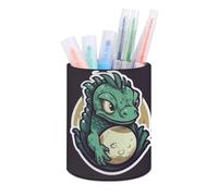 BTCOWZRV Trousse à crayons sur pied - Petit œuf de dragon vert - Trousse ronde en cuir synthétique - Trousse à crayons pour bureau - Trousse à crayons rétractable, Petit œuf de dragon vert, Taille