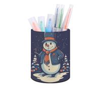 BTCOWZRV Trousse à crayons sur pied pour veste, bonhomme de neige, trousse à crayons ronde en cuir synthétique, trousse à crayons pour bureau, trousse à crayons rétractable, veste, Veste Bonhomme de