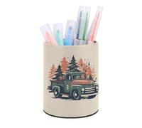 BTCOWZRV Trousse à crayons sur pied rétro en cuir synthétique avec motif camion de Noël - Trousse à crayons rétractable pour bureau, Camion de Noël rétro, Taille unique