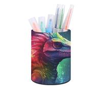 BTCOWZRV Trousse à crayons sur pied ronde en cuir synthétique avec motif dinosaure coloré pour bureau, trousse à crayons rétractable, colorée, Dinosaure coloré., Taille unique