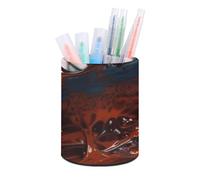 BTCOWZRV Trousse à crayons sur pied, trousse à crayons ronde en cuir synthétique pour bureau, organiseur rétractable, liquide, Goutte de liquide, Taille unique
