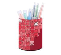 BTCOWZRV Trousse à crayons sur pied - Trousse ronde en cuir synthétique - Pour bureau - Trousse à crayons rétractable - Puzzle d'amour, Puzzle d'amour, Taille unique