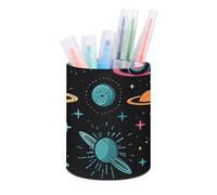 BTCOWZRV Trousse à crayons sur pied - Univers fantaisiste - Porte-crayons rond en cuir synthétique - Trousse à crayons pour bureau - Trousse à crayons rétractable, Univers fantaisiste, Taille unique