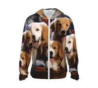 BTCOWZRV UPF 50+ Paniers pour chien et chiens avec fermeture éclair intégrale - Veste à capuche à manches longues avec poche - Noir - Taille L