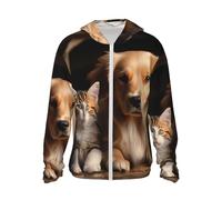 BTCOWZRV Veste à capuche à manches longues avec poche UPF 50+ pour chien et chat, noir, taille M