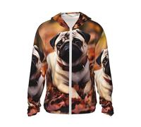 BTCOWZRV Veste à capuche à manches longues avec poche UPF 50+ - Protection solaire pour chien carlin - Noir - Taille XL