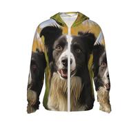 BTCOWZRV Veste à capuche Mohado Border Collie à manches longues avec poche UPF 50+, Noir/blanc, M