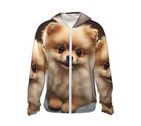 BTCOWZRV Veste à capuche UPF 50+ à manches longues avec poche pour chien de Poméranie - Noir - XXL