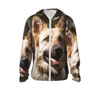 BTCOWZRV Veste à capuche UPF 50+ avec fermeture éclair intégrale pour chien berger allemand, protection solaire, veste à capuche à manches longues avec poche, noir, Large