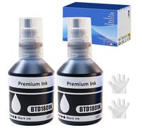 BTD180 BTD-180 Encre Compatible avec Brother BTD 180 Bouteille d'encre Multipack pour DCP-T780DW DCP-T580DW DCP-T583DW / DCPT780DW DCPT580DW DCPT583DW Drucker (Noir x 2)