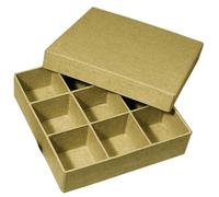 Bte De Rangem. Pap. -Mâché Fscrecyclé 100%, 14x14x3,5cm, Carré Av. 9 Compartiments