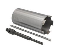 BTEC Couronne de forage diamantée pour béton avec une longueur utile de 180 mm pour les perçages de carottage dans le béton, la maçonnerie, les briques, le Poroton et plus. Embout SDS-plus long (200