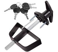 BTEOBFY Kit de serrure de porte avec poignée en T avec 5 clés, tige de rangement de 14 cm, ensemble de quincaillerie pour porte d'abri de jardin, poulaillers, camping-car (noir)