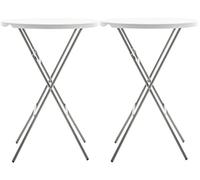 BTEXPERT Lot de 2 tables pliantes rondes en plastique pour intérieur et extérieur - Accessoire pour terrasse, jardin, salle à manger, fête de mariage, événements, cuisine - Blanc - 7 m